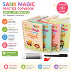 Reusable Magic Practice Copybook Set for Kids – 4 Books + 5 Pens + Eraser | ABC, Numbers, Math & Handwriting Practice | Preschool Learning Kit