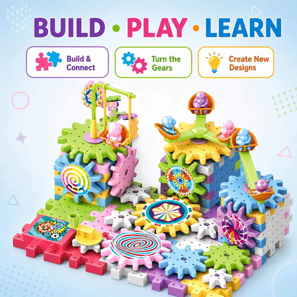 Rotating Gear Building Blocks for Kids | STEM Learning Toy