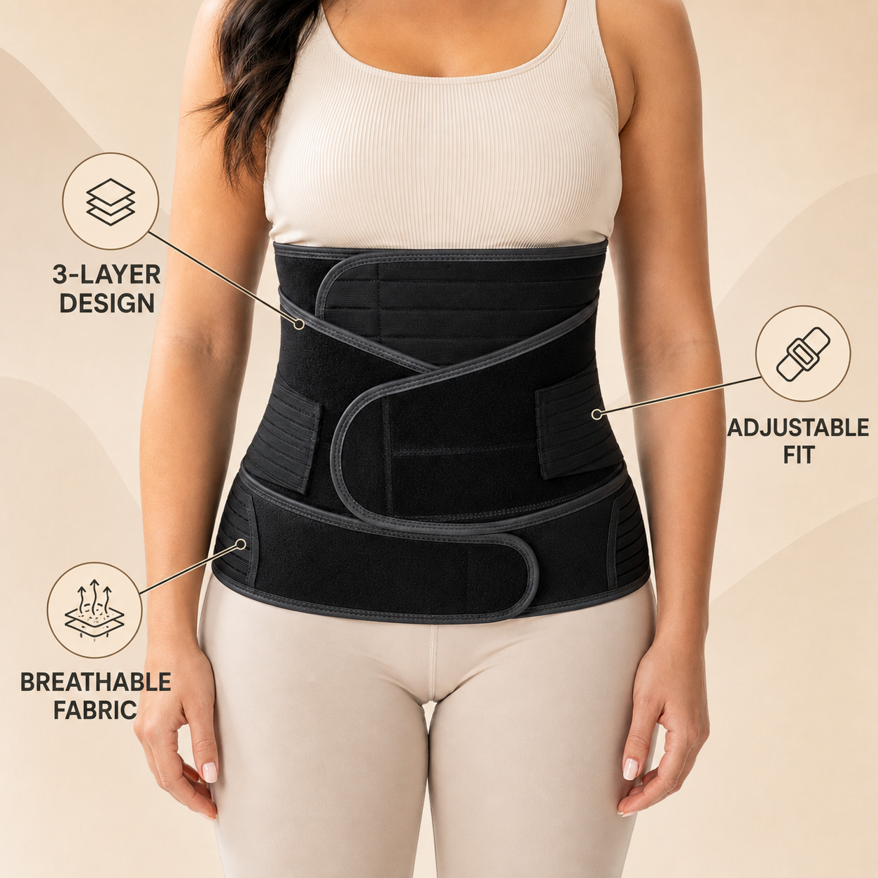 Post Pregnancy Belly Support Belt for Women – 3-in-1 Adjustable Postpartum Abdominal Binder with Waist & Back Support, Breathable Belt After Delivery